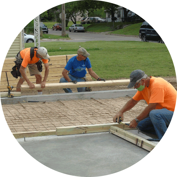 Volunteers working together.