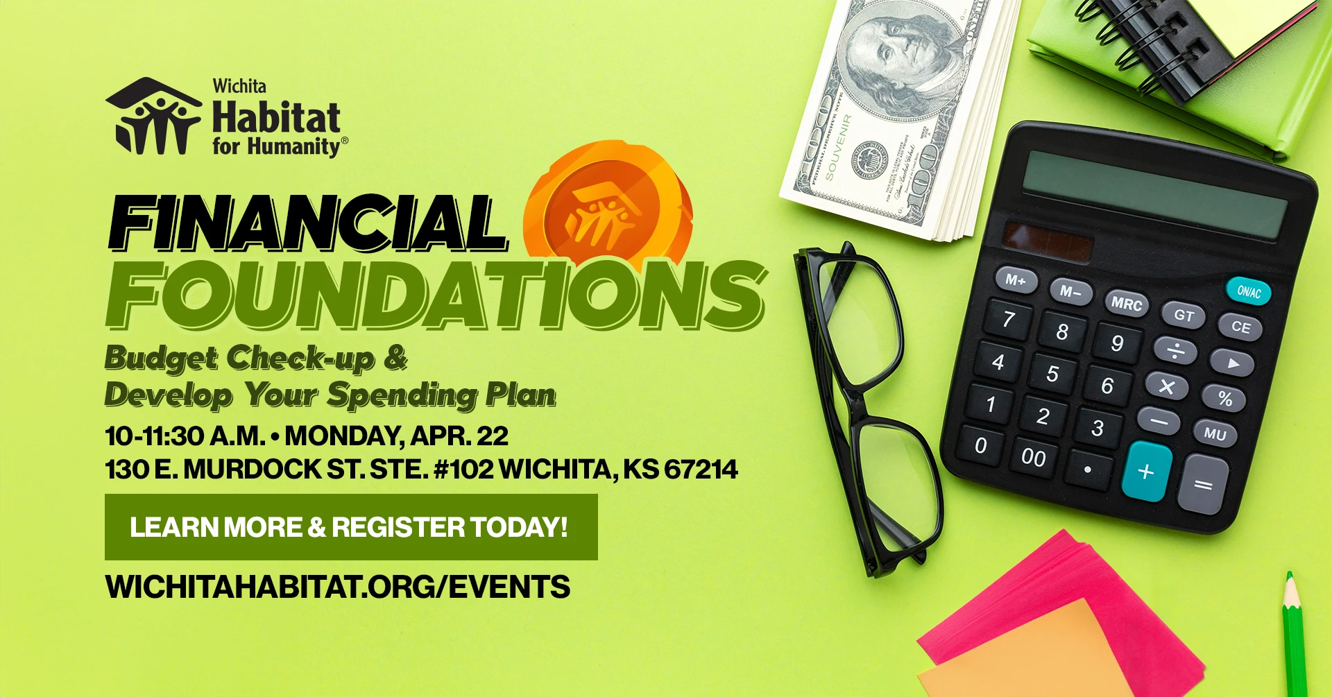 Financial Foundations event flyer. Includes event details and registration instructions.