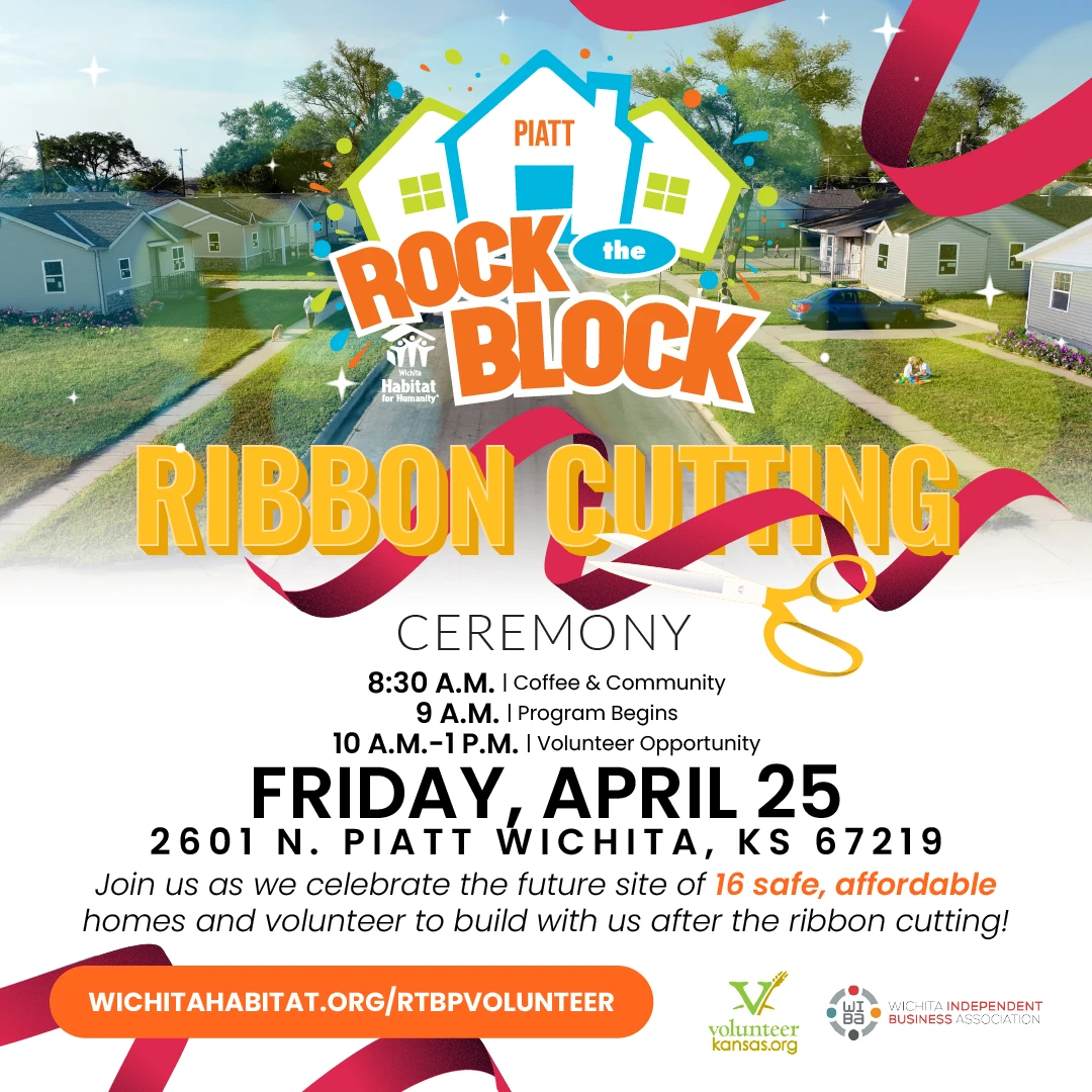 Rock the Block Ribbon Cutting Ceremony event flyer. Includes event details and volunteer instructions.