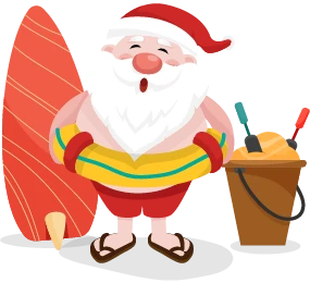 Santa in beachwear.