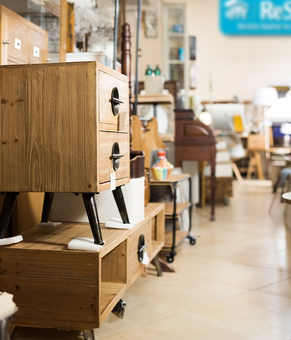 Used furniture offered for sale in a ReStore.