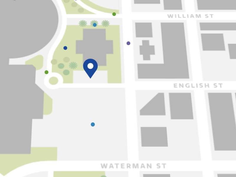 A pinned location of where the Riverfest Panel Build will be located.